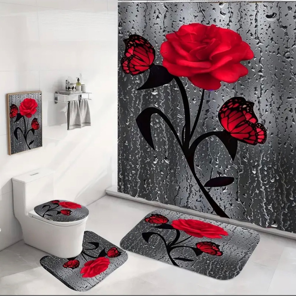 Rosy Shower Curtain Set